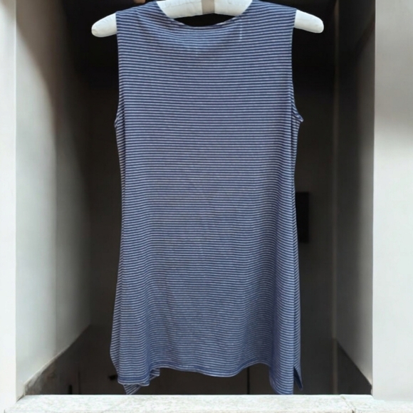 Soft Surrounding Navy Striped Tank Top XS Swing Metallic Gold Stripes - Picture 4 of 7